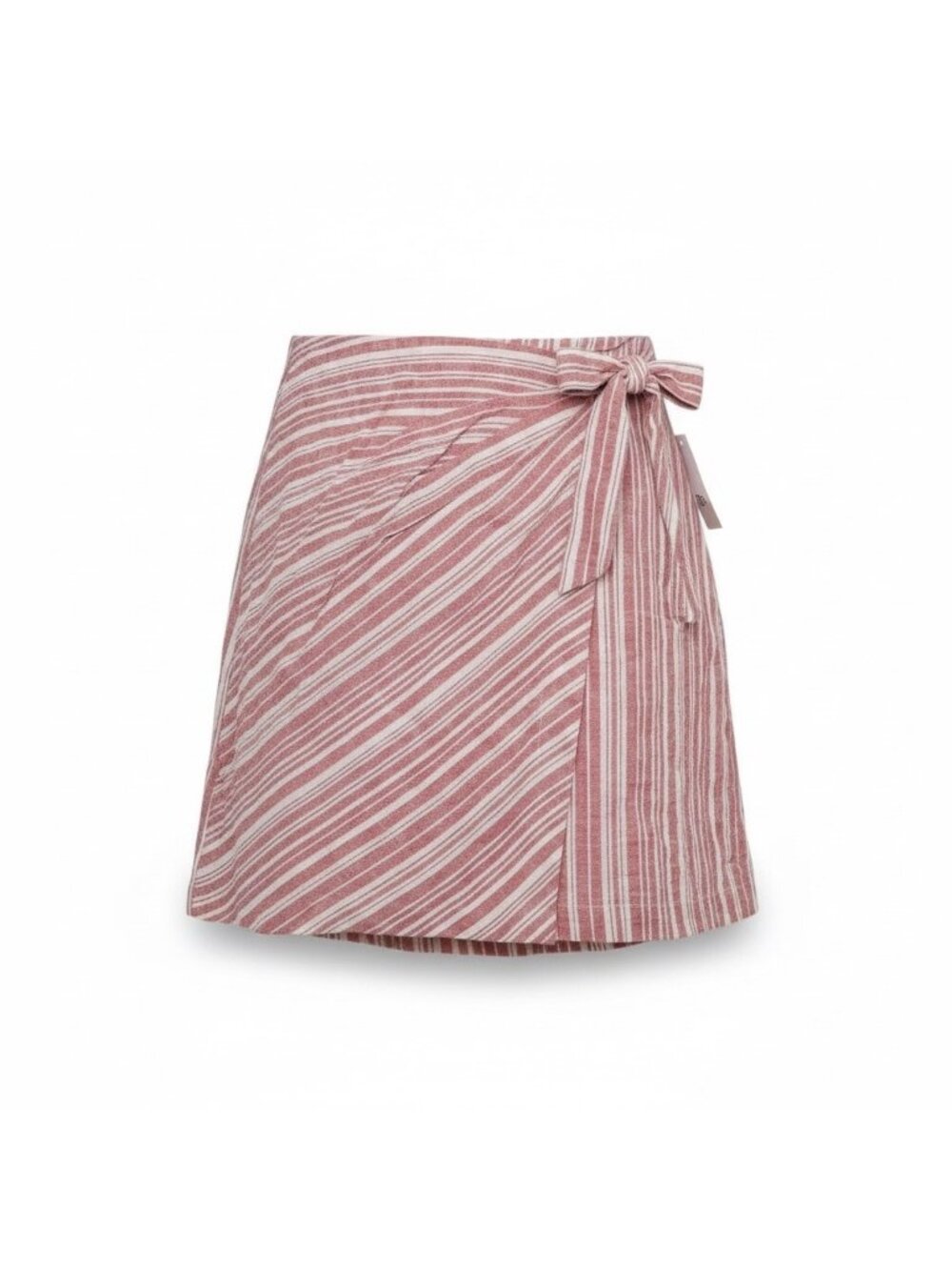 BP. Womens Red & White Linen Blend Striped Wrap Skirt Tie Waist Lightweight Sz S